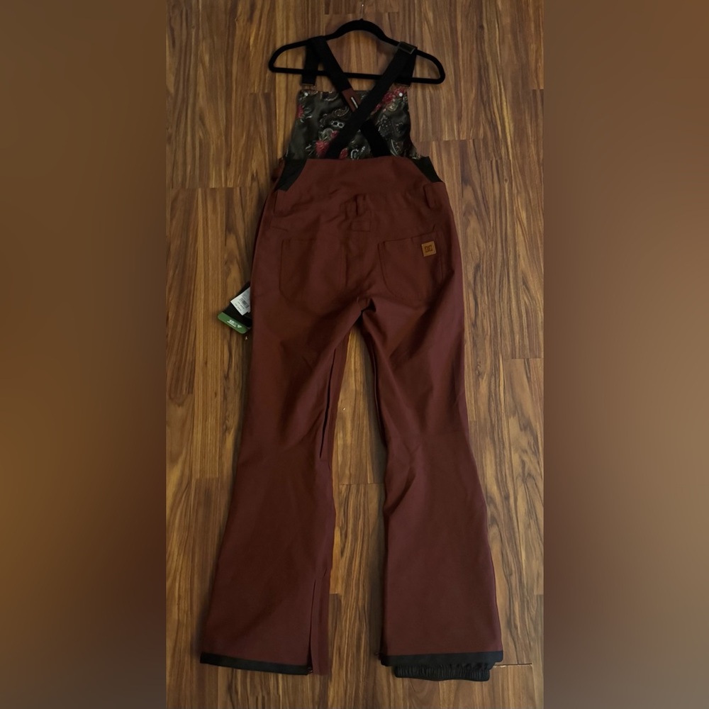Maroon Snow Bib with Pockets - Picture 2 of 4